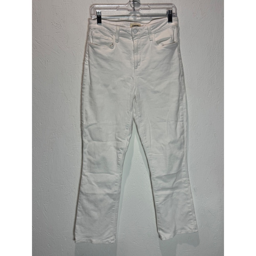 L'AGENCE Mira Ultra High Rise Crop Micro Bootcut Jeans White Blanc 2857ISK 27